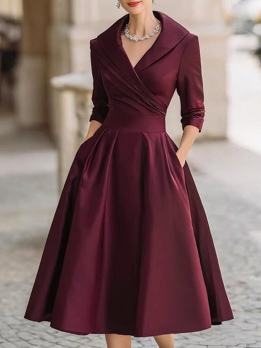 Alma | Elegante vestido midi de manga larga