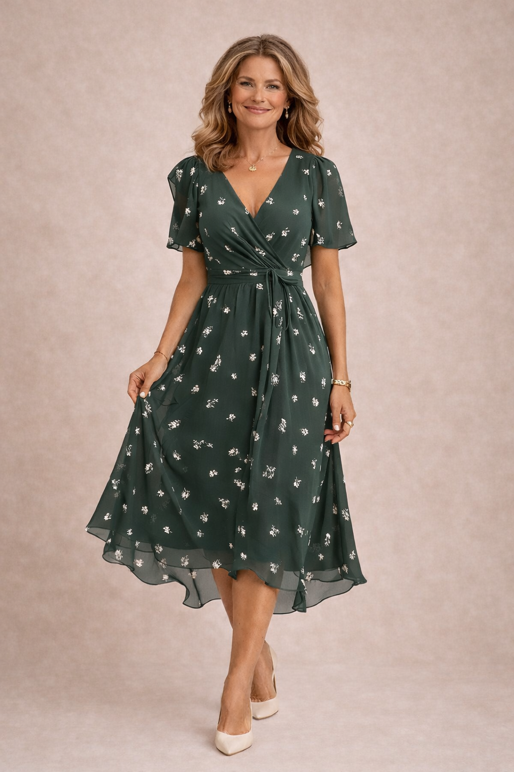 Marina | Vestido midi de gasa con estampado floral