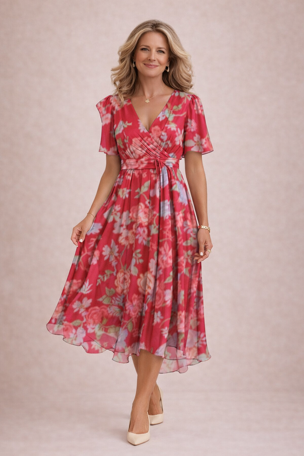 Marina | Vestido midi de gasa con estampado floral